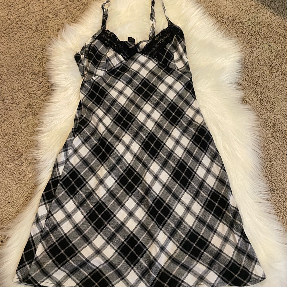 Black Plaid H&M School Girl Skater Dress
